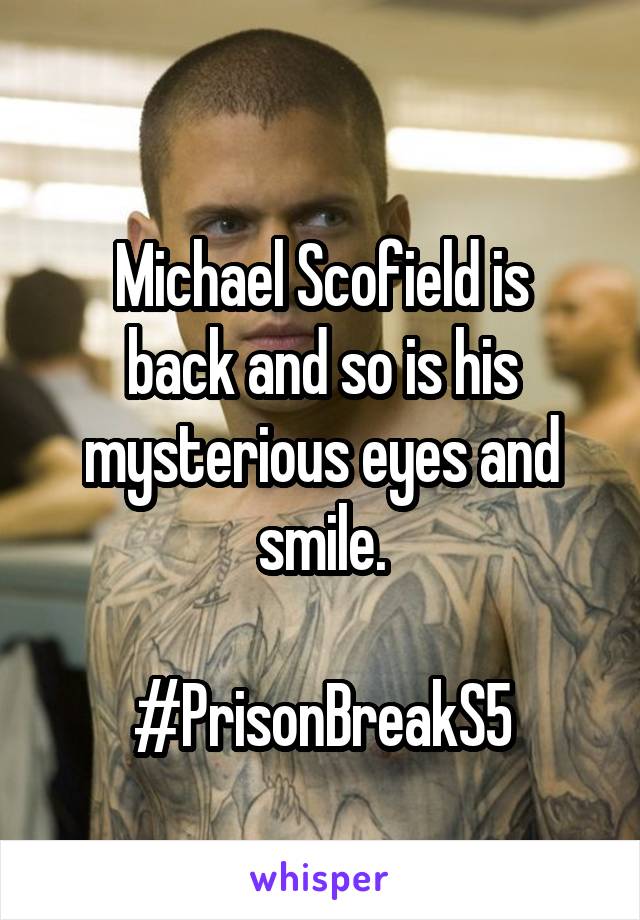 
Michael Scofield is back and so is his mysterious eyes and smile.

#PrisonBreakS5