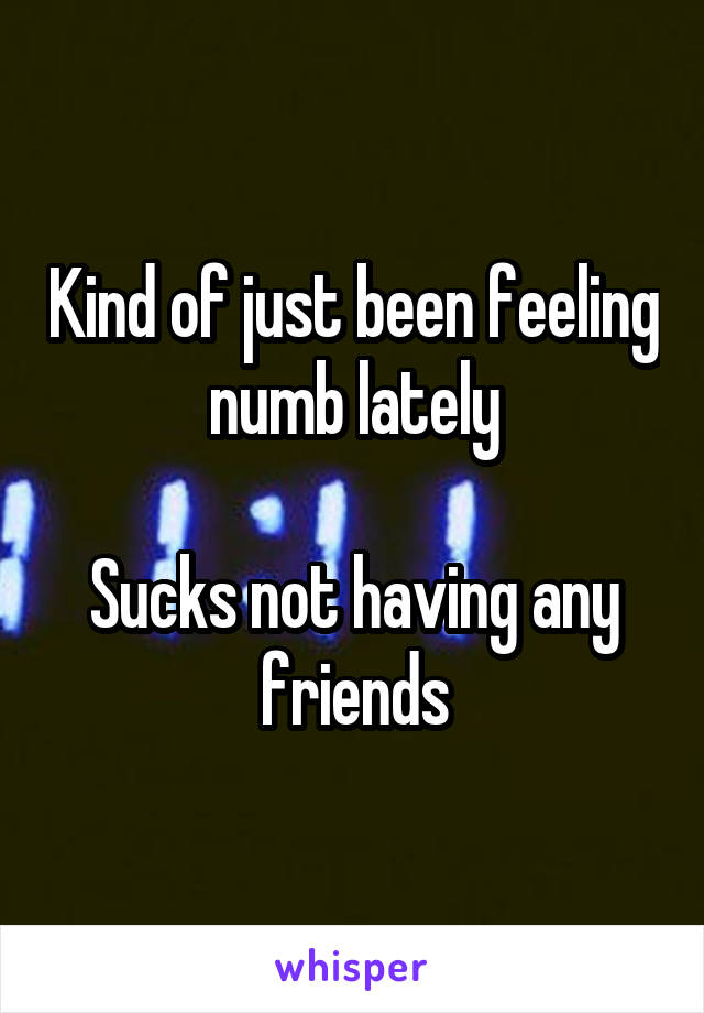 Kind of just been feeling numb lately

Sucks not having any friends