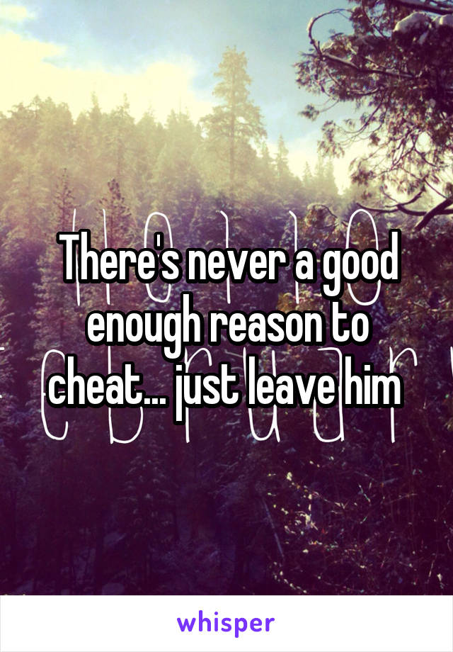 There's never a good enough reason to cheat... just leave him 