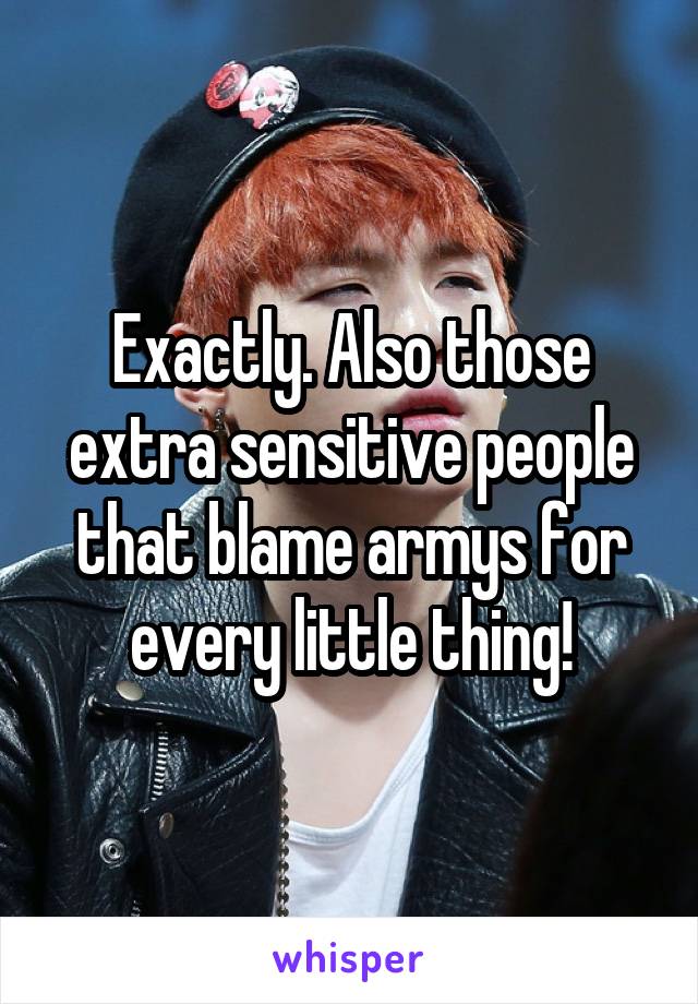 Exactly. Also those extra sensitive people that blame armys for every little thing!