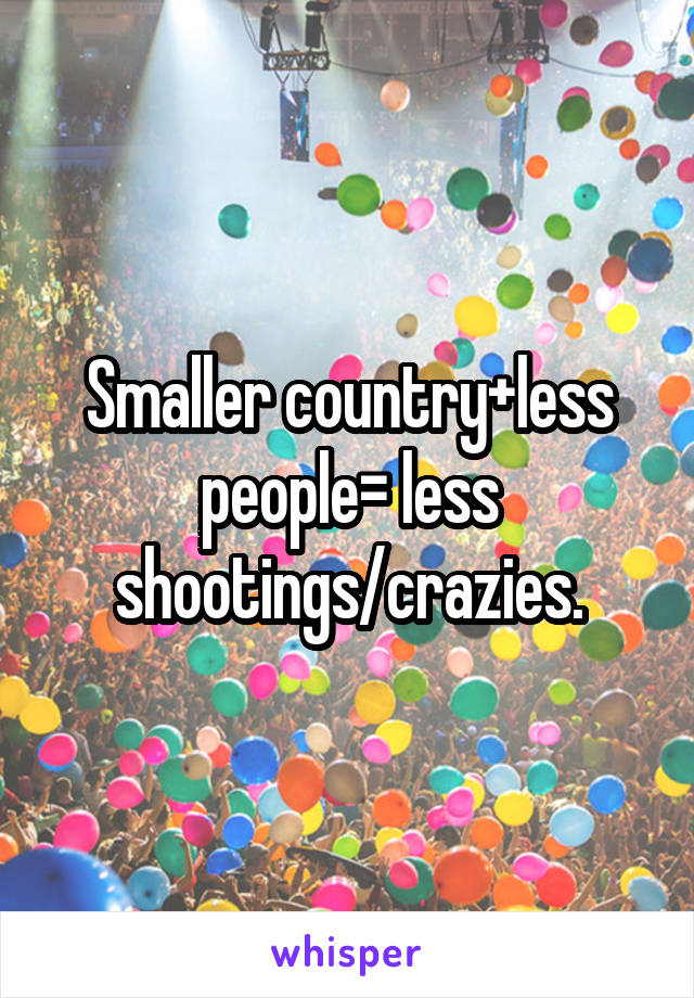 Smaller country+less people= less shootings/crazies.