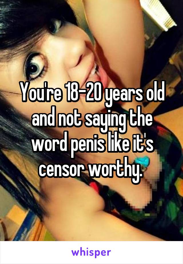 You're 18-20 years old and not saying the word penis like it's censor worthy. 