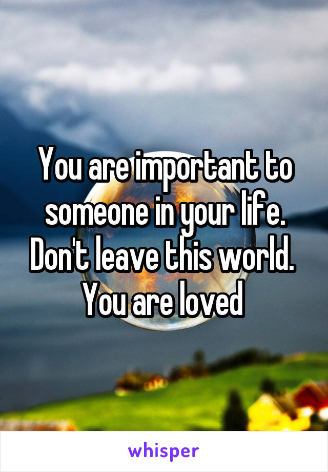 You are important to someone in your life. Don't leave this world. 
You are loved 