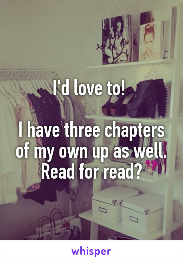 I'd love to! 

I have three chapters of my own up as well. Read for read?