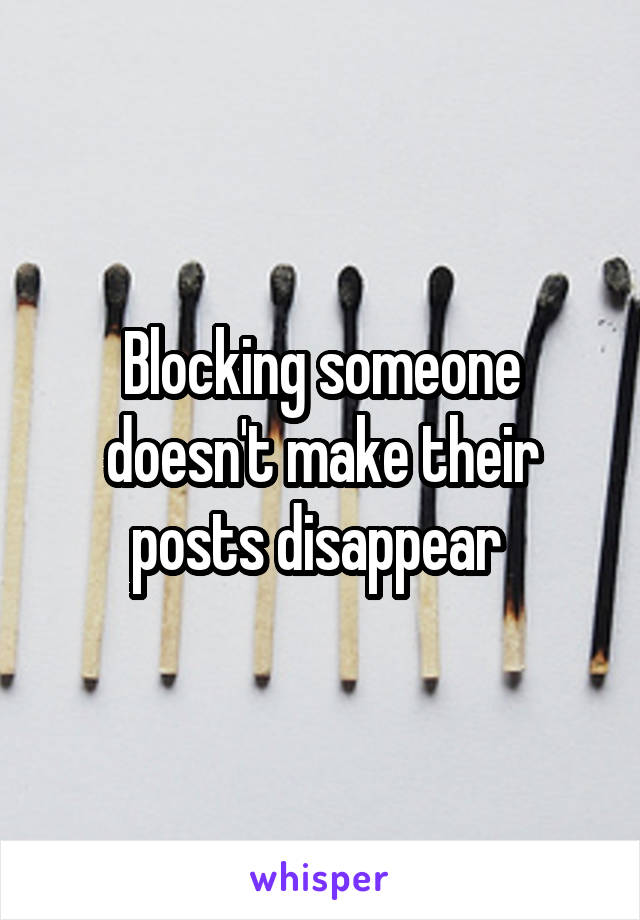 Blocking someone doesn't make their posts disappear 