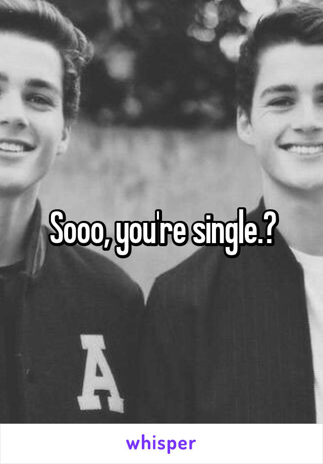 Sooo, you're single.?