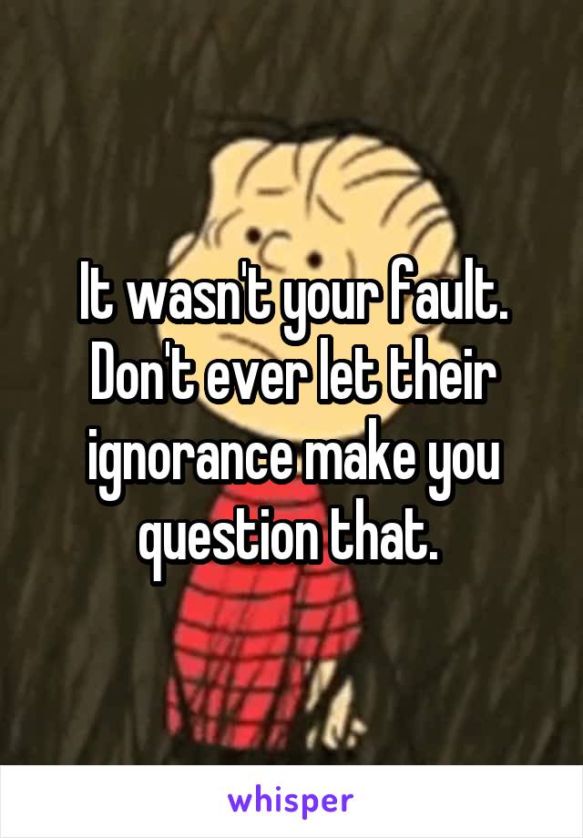 It wasn't your fault. Don't ever let their ignorance make you question that. 