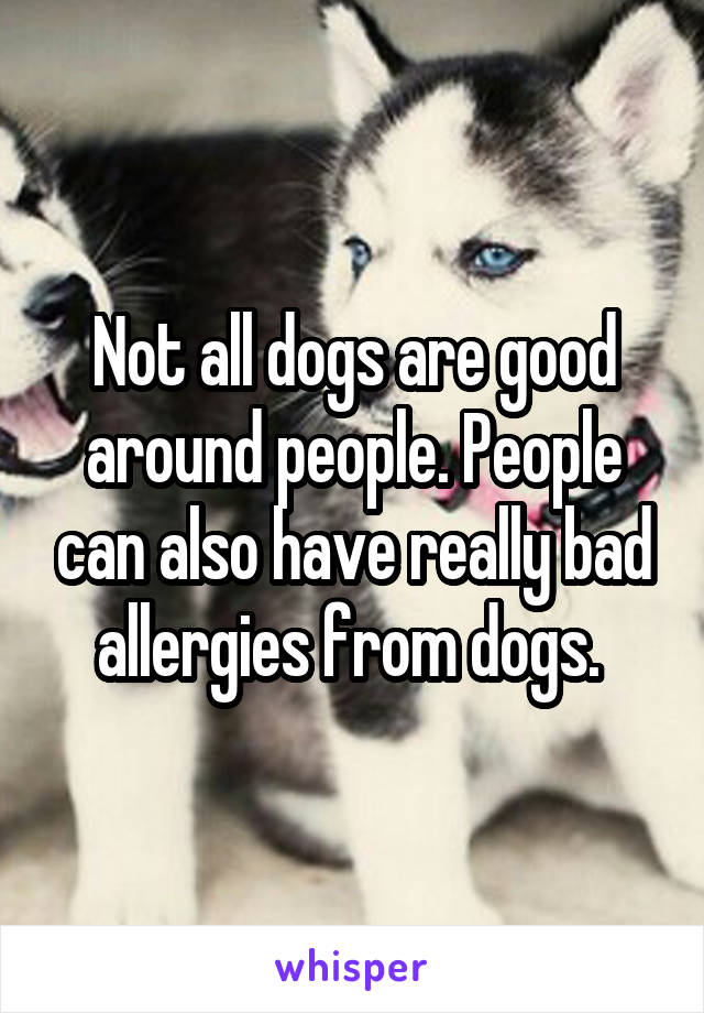 Not all dogs are good around people. People can also have really bad allergies from dogs. 