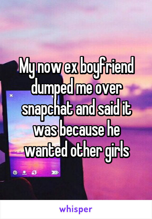 My now ex boyfriend dumped me over snapchat and said it was because he wanted other girls