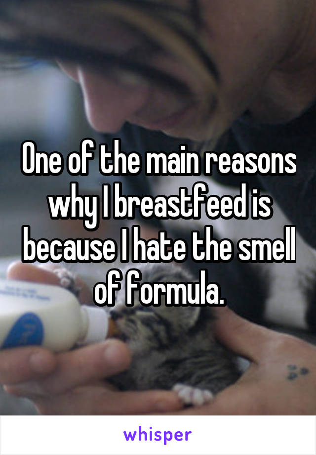 One of the main reasons why I breastfeed is because I hate the smell of formula.