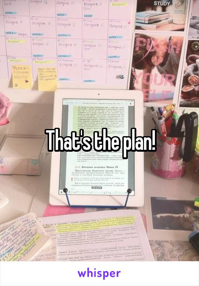 That's the plan!