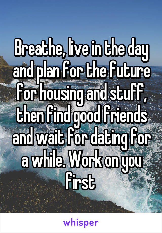 Breathe, live in the day and plan for the future for housing and stuff, then find good friends and wait for dating for a while. Work on you first 
