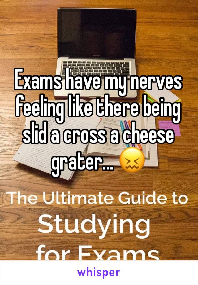 Exams have my nerves feeling like there being slid a cross a cheese grater... 😖