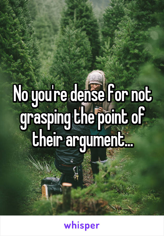 No you're dense for not grasping the point of their argument...