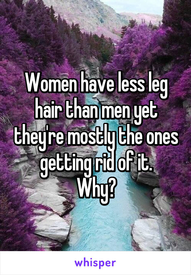 Women have less leg hair than men yet they're mostly the ones getting rid of it.
Why?