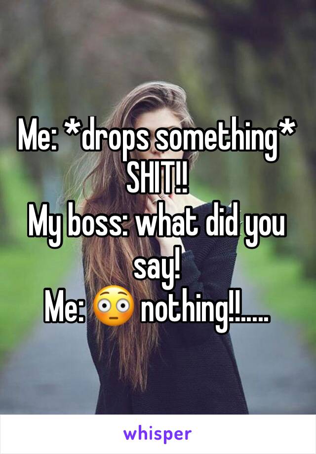 Me: *drops something* SHIT!!
My boss: what did you say!
Me: 😳 nothing!!.....