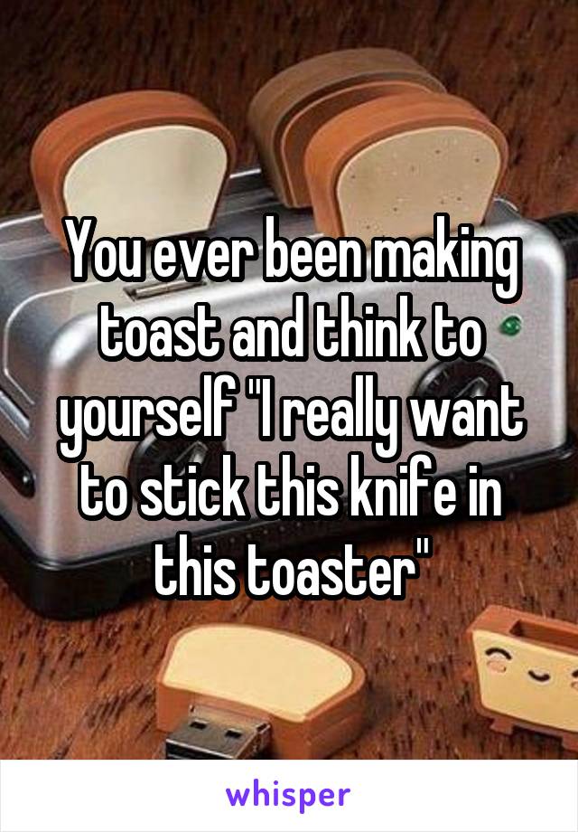 You ever been making toast and think to yourself "I really want to stick this knife in this toaster"