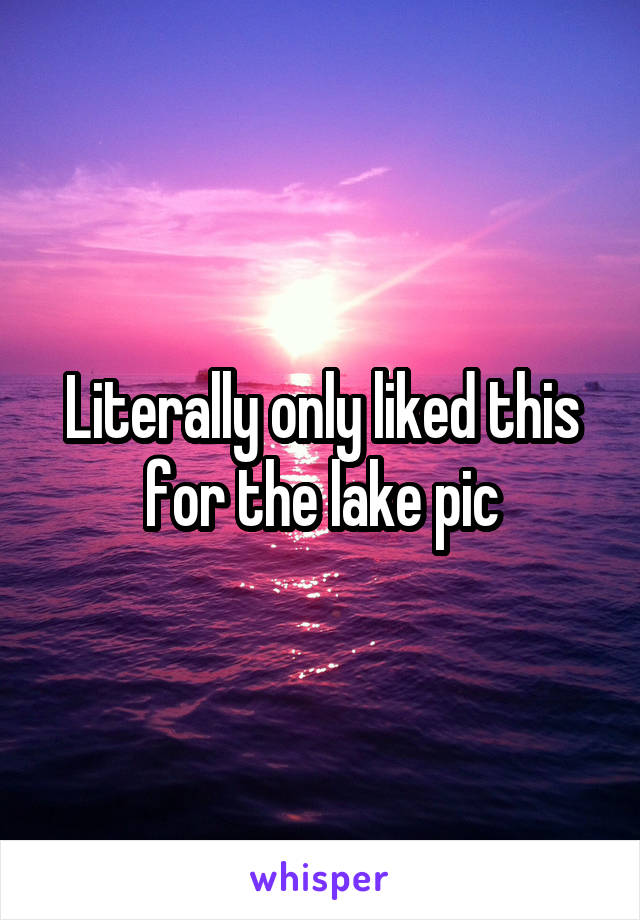 Literally only liked this for the lake pic