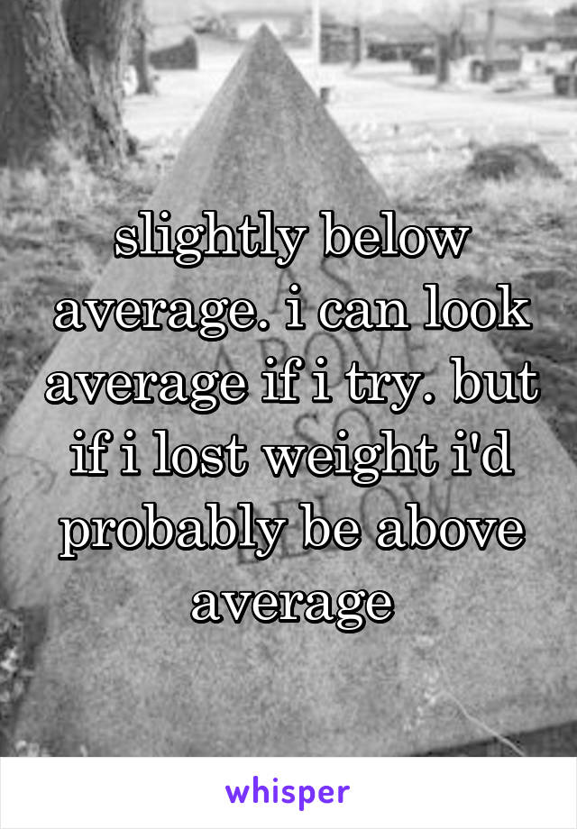 slightly below average. i can look average if i try. but if i lost weight i'd probably be above average