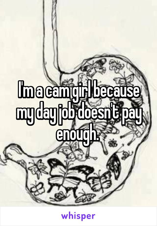 I'm a cam girl because my day job doesn't pay enough. 
