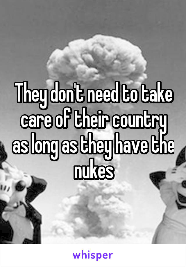 They don't need to take care of their country as long as they have the nukes