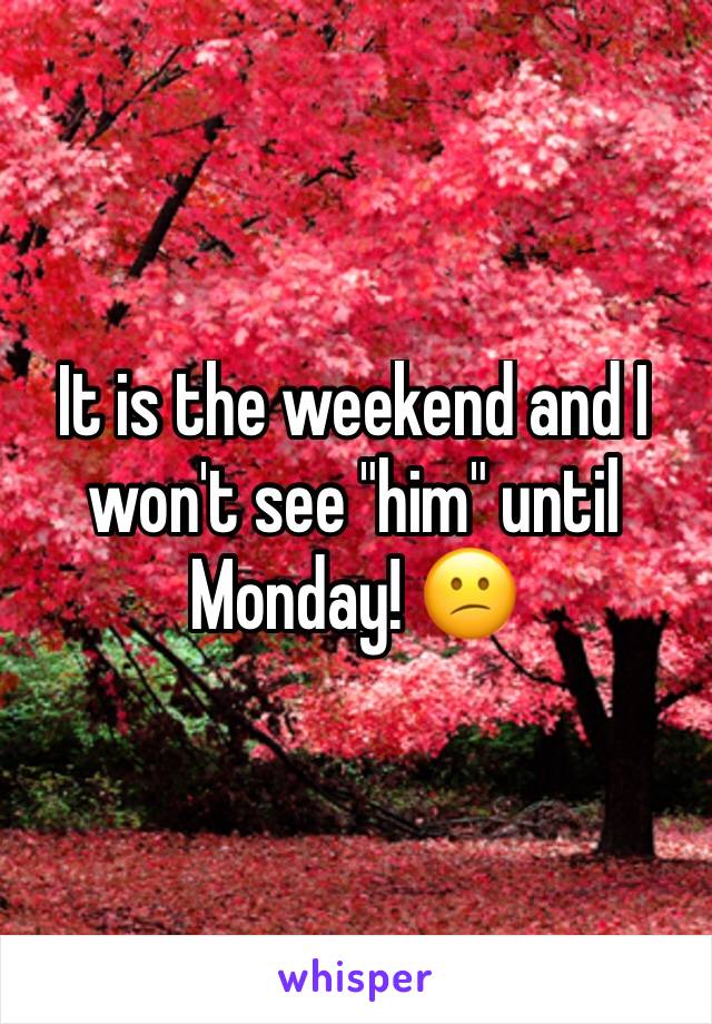 It is the weekend and I won't see "him" until Monday! 😕