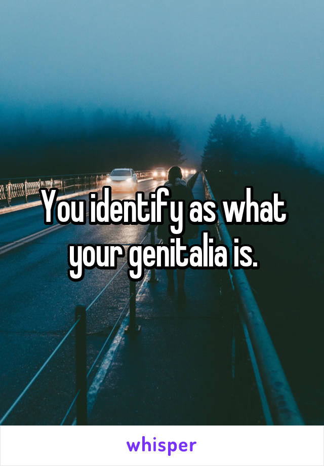 You identify as what your genitalia is.