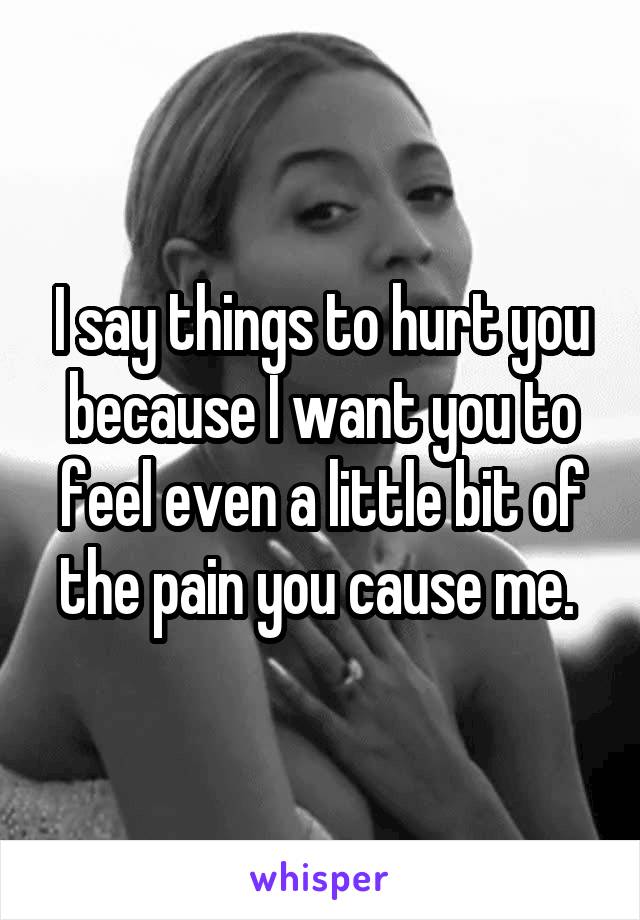 I say things to hurt you because I want you to feel even a little bit of the pain you cause me. 