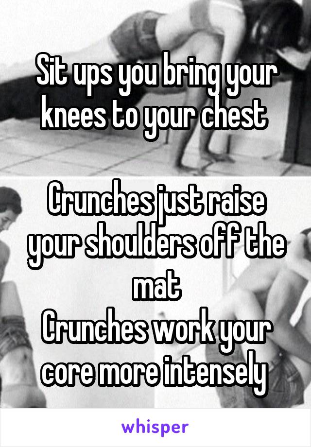 Sit ups you bring your knees to your chest 

Crunches just raise your shoulders off the mat
Crunches work your core more intensely 