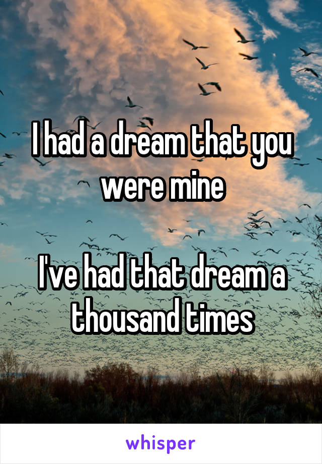 I had a dream that you were mine

I've had that dream a thousand times