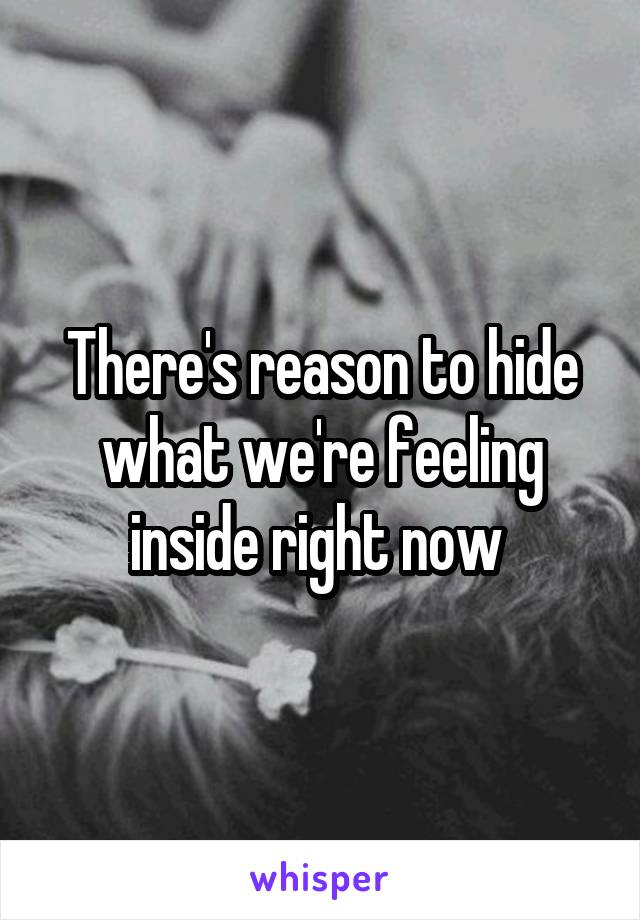 There's reason to hide what we're feeling inside right now 