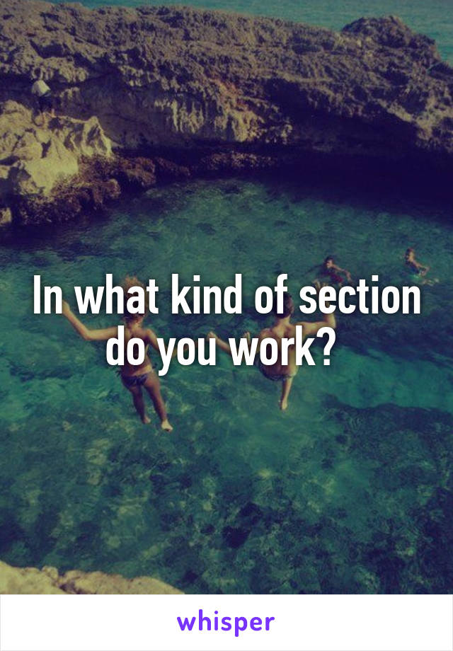 In what kind of section do you work? 