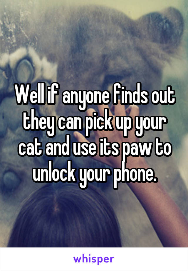 Well if anyone finds out they can pick up your cat and use its paw to unlock your phone.