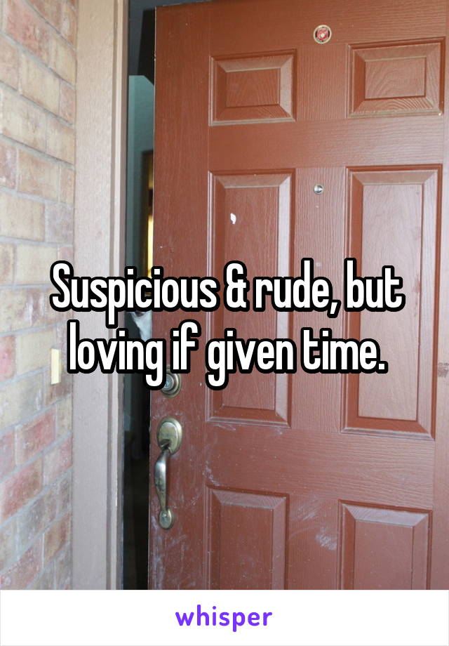 Suspicious & rude, but loving if given time.