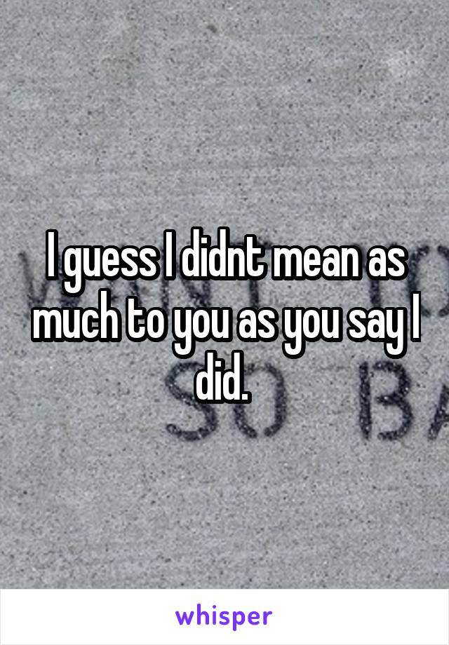 I guess I didnt mean as much to you as you say I did. 