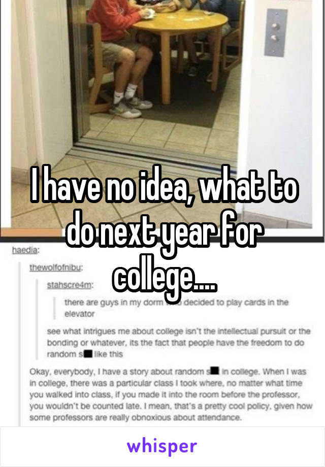 I have no idea, what to do next year for college....