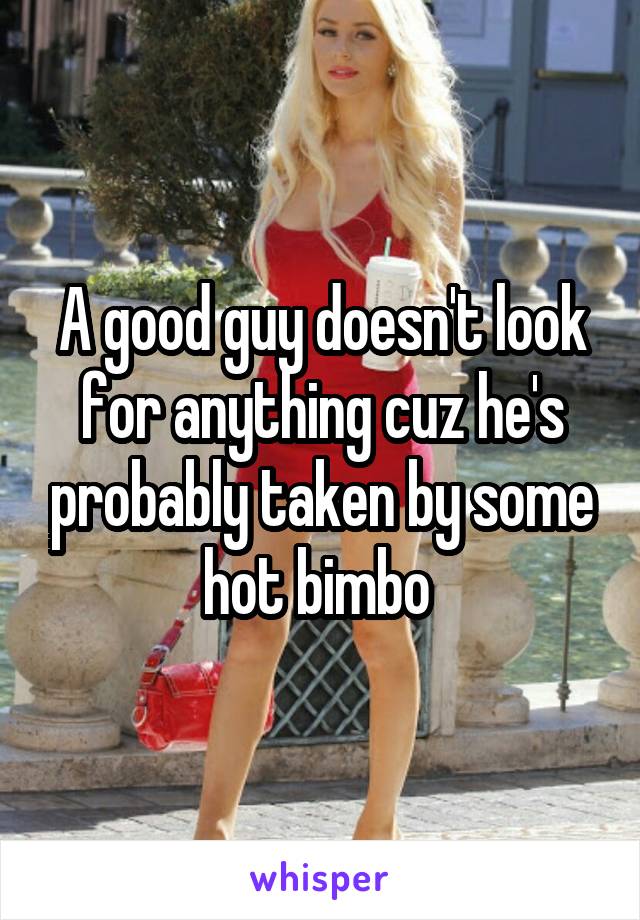 A good guy doesn't look for anything cuz he's probably taken by some hot bimbo 