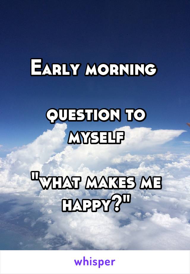 Early morning 

question to myself

"what makes me happy?"