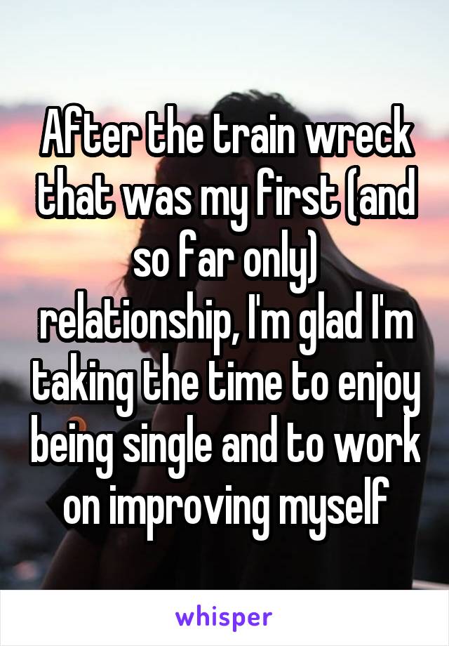 After the train wreck that was my first (and so far only) relationship, I'm glad I'm taking the time to enjoy being single and to work on improving myself