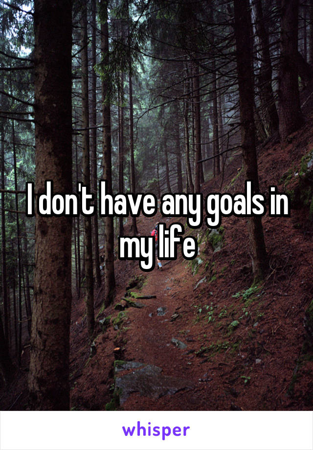 I don't have any goals in my life