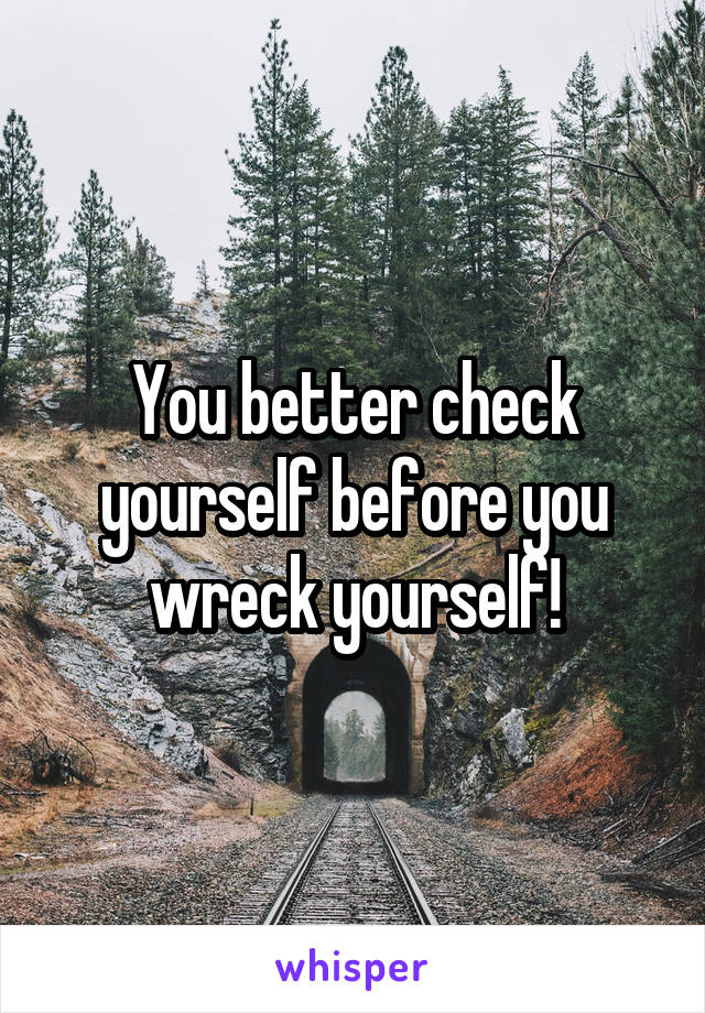 You better check yourself before you wreck yourself!