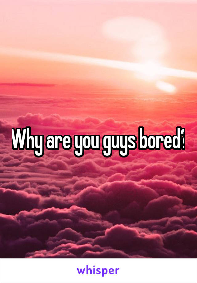 Why are you guys bored?