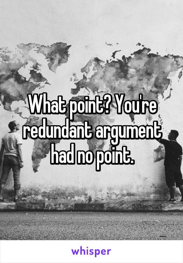 What point? You're redundant argument had no point.