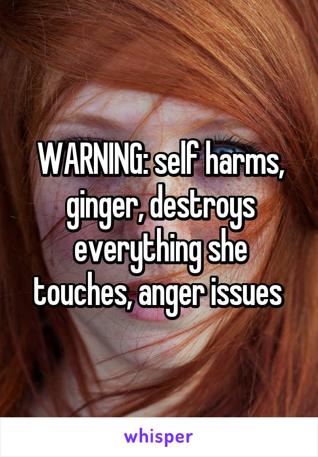 WARNING: self harms, ginger, destroys everything she touches, anger issues 