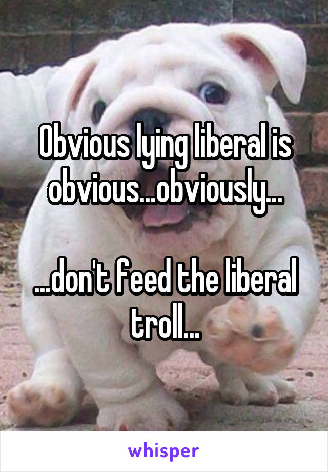 Obvious lying liberal is obvious...obviously...

...don't feed the liberal troll...