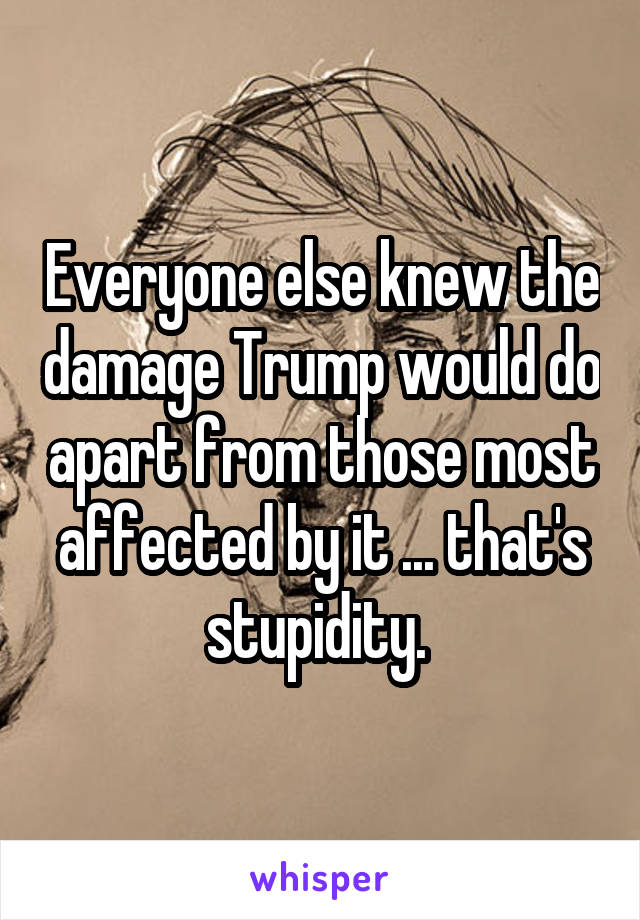 Everyone else knew the damage Trump would do apart from those most affected by it ... that's stupidity. 