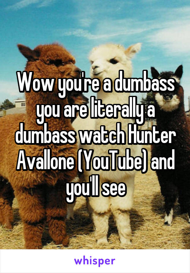 Wow you're a dumbass you are literally a dumbass watch Hunter Avallone (YouTube) and you'll see