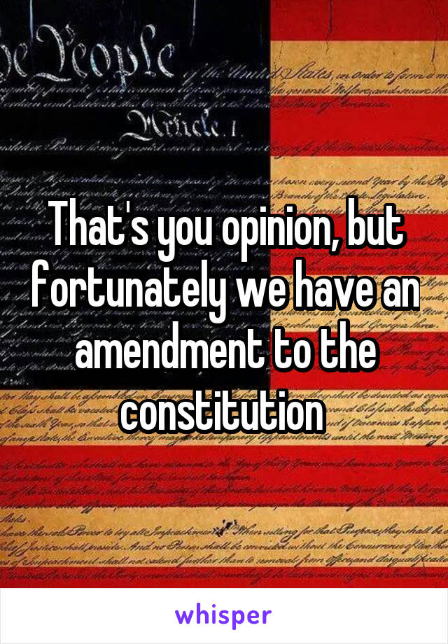 That's you opinion, but fortunately we have an amendment to the constitution 