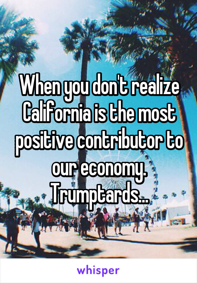 When you don't realize California is the most positive contributor to our economy. Trumptards...