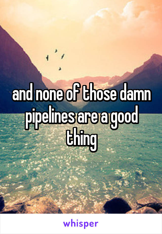 and none of those damn pipelines are a good thing